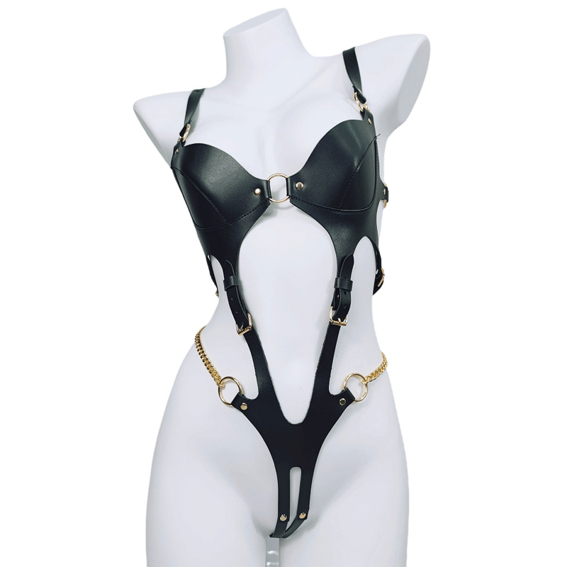 Leather Work Harness - ชุดรัดตัวแบบกอธ บอนด์เดจ ฮาร์เนส สำหรับผู้ใหญ่ สายรัดปรับได้ ชุดพังก์