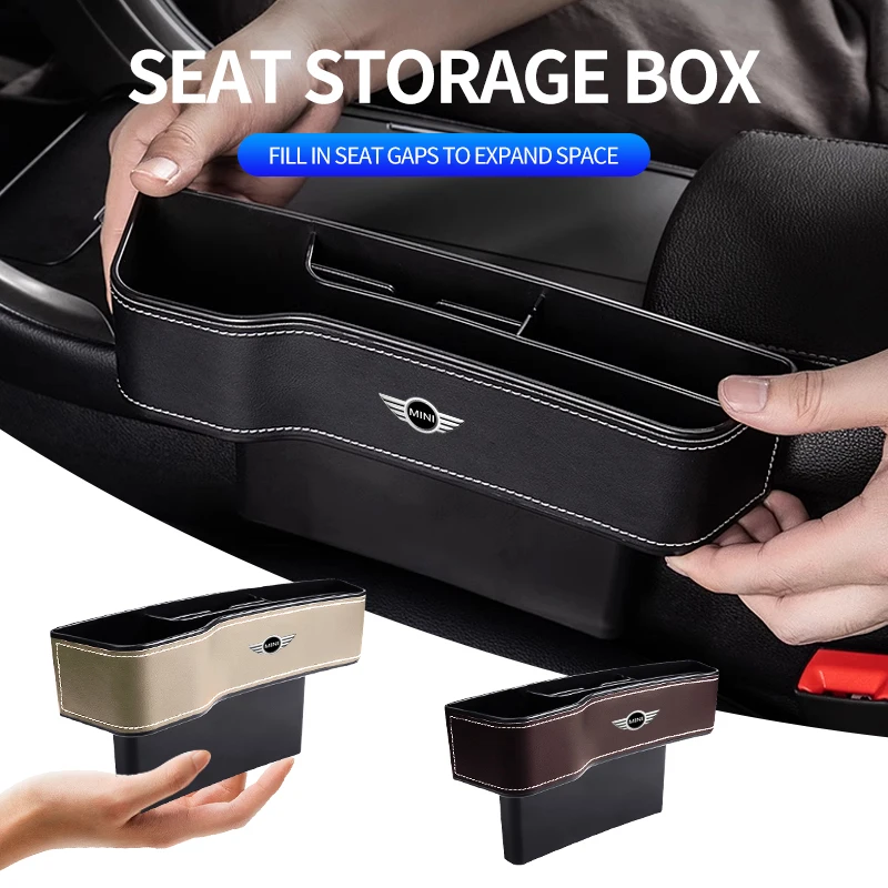 Leather Work For Car - กล่องเก็บของระหว่างเบาะรถยนต์หนังแท้ 1 ชิ้น สำหรับใส่โทรศัพท์ กุญแจ สำหรับรถมินิคูเปอร์
