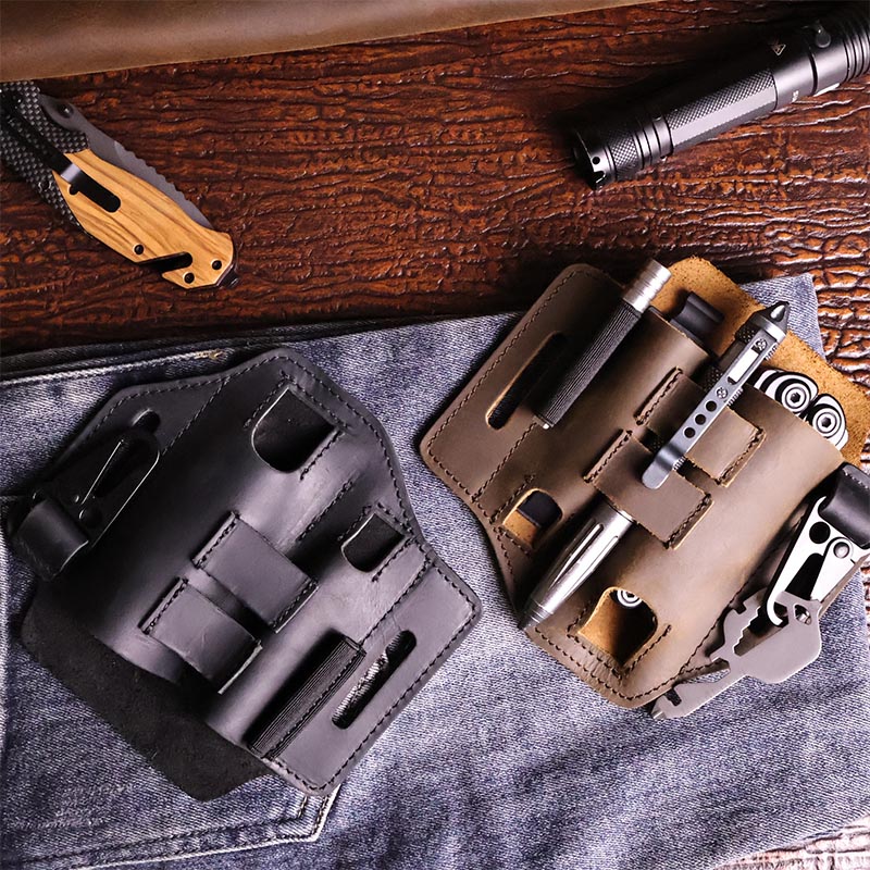 Leatherwork Knife Sheath - ทํางานกลางแจ้ง Multitool ผู้ถือ Sheath ยุทธวิธี Fanny
