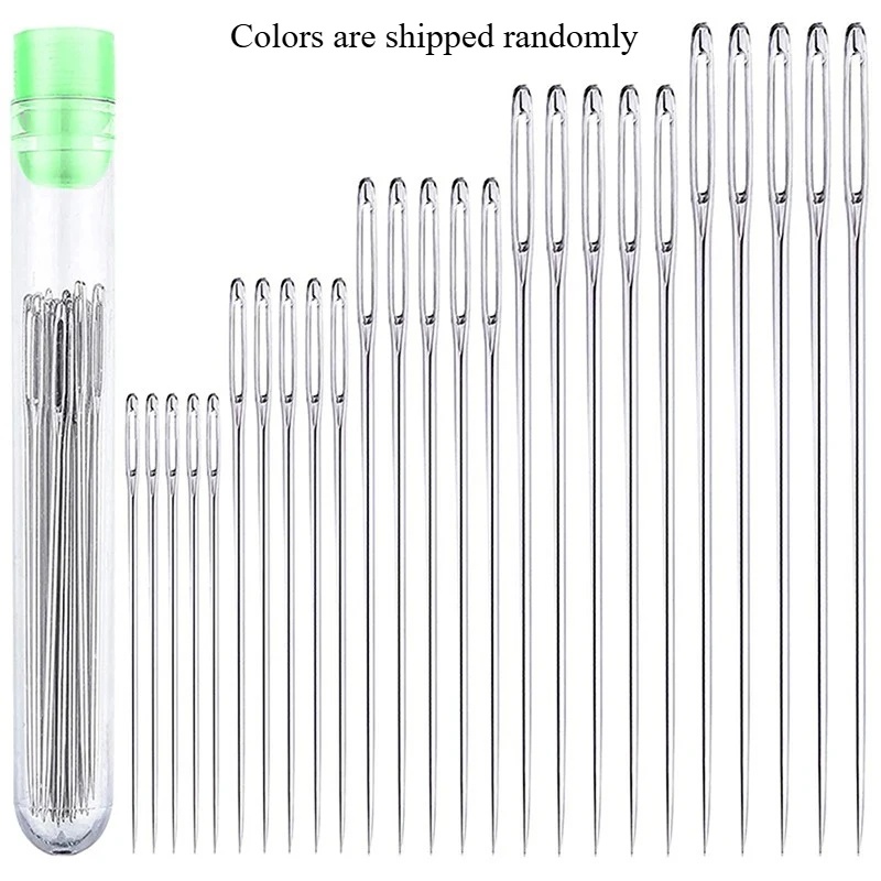 Leatherwork Needles - ชุดเข็มเย็บผ้าขนาดใหญ่ 25 ชิ้น เข็มเย็บหนังทำมือ เข็มเหล็กสำหรับถักไหมพรม ชุดเครื่องมือเย็บผ้า