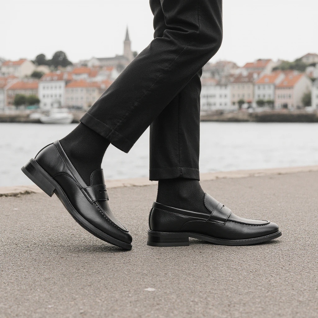 Leatherworking Classic - รองเท้าโลฟเฟอร์สีดำสำหรับผู้ชาย รองเท้าหนังแบบสวมใส่สบาย เหมาะสำหรับงานธุรกิจ งานทางการ และใส่ลำลองในออฟฟิศ