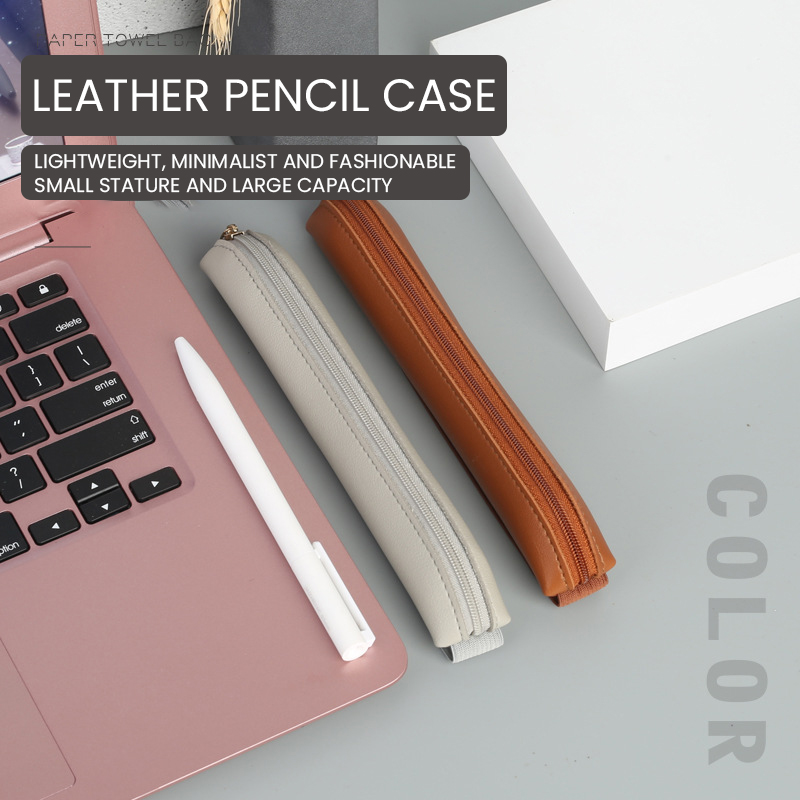 Leather Work Notebook - ที่ใส่ปากกาหนัง PU มีซิปเคสปากกาหมึกซึมพร้อมยางยืดสำหรับสำนักงานโน้ตบุ๊คสมุดบันทึกการวางแผน