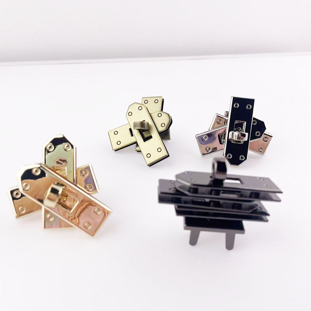 Leatherwork Hardware - ชุดอุปกรณ์ล็อคกระเป๋าโลหะสีทอง/ทองเหลือง ขนาด 46 มม. (4 ชิ้น)