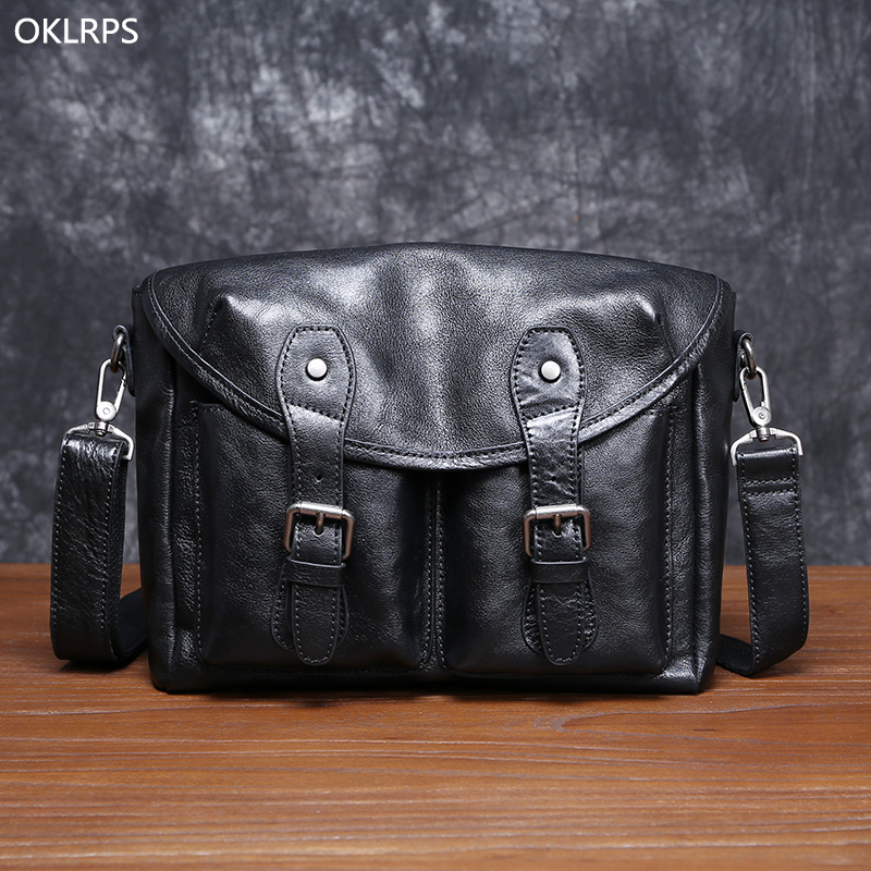 Leather Work Bag Men - กระเป๋าสะพายไหล่ข้างเดียวของผู้ชายหนังกระเป๋าสะพายข้างหนังวัวชั้นบนสุดบุคลิกแบบลำลองย้อนยุคเข้ากับทุกกระเป๋าแมสเซ็นเจอร์กลางแจ้ง