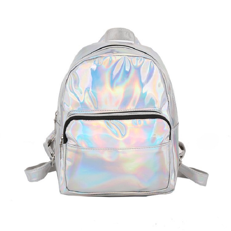 Leather Work Backpack - 2025 แฟชั่นกระเป๋าเป้สะพายหลังเลเซอร์ Preppy สไตล์โรงเรียนเงาเลเซอร์ PU หนังผู้หญิงกระเป๋าเงินกันน้ํากระเป๋าเป้สะพายหลังโฮโลแกรม