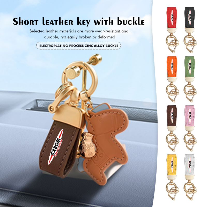 Leather Work For Car - พวงกุญแจหนังแท้ MINI หรูหรา พร้อมโลโก้รถยนต์ สำหรับ John
