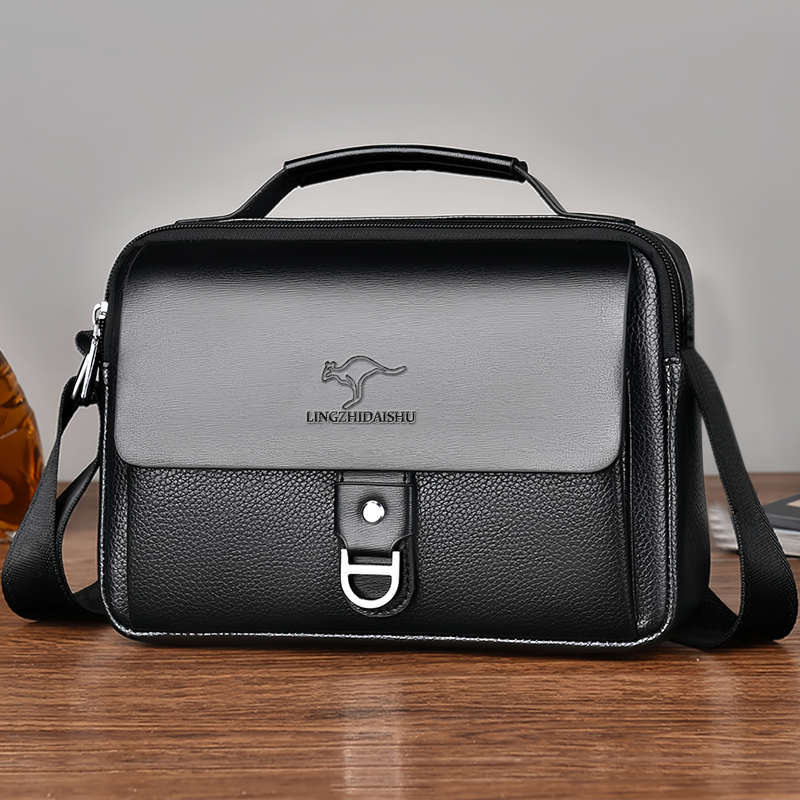 Leather Work Bag Men - กระเป๋าธุรกิจสองสี ทนทานต่อการใช้งาน พร้อมตัวล็อคแบบแฟชั่น ทำจากหนัง เหมาะสำหรับการทำงานและการเดินทางเพื่อธุรกิจ