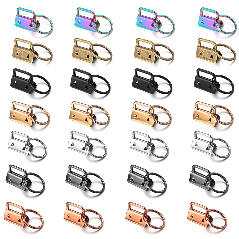 Leatherwork Hardware - 10 ชิ้น/ล็อตคลิปหาง Key Fob ฮาร์ดแวร์แหวนสําหรับกระเป๋ากระเป๋าสตางค์ผ้าริบบิ้น Webbing