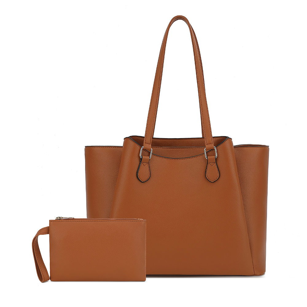 Leather Works - กระเป๋าโท้ทสำหรับผู้หญิง, กระเป๋าสะพายไหล่หนัง PU ขนาดใหญ่พร้อมกระเป๋าเล็ก, กระเป๋าใส่แล็ปท็อปขนาด 13.5