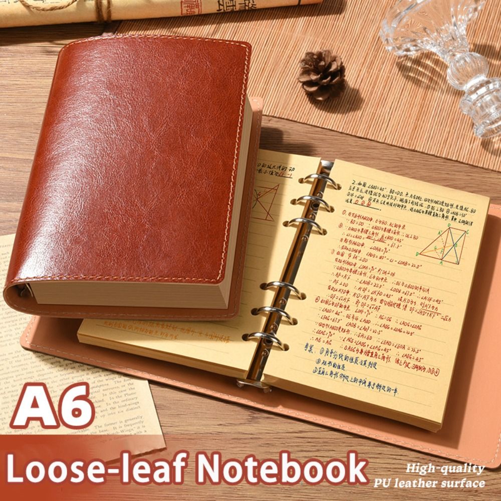Leather Work Notebook - สมุดโน้ตแบบถอดได้ A5/A6 ปกหนัง PU สำหรับเดินทาง แบบเปลี่ยนแผ่นได้