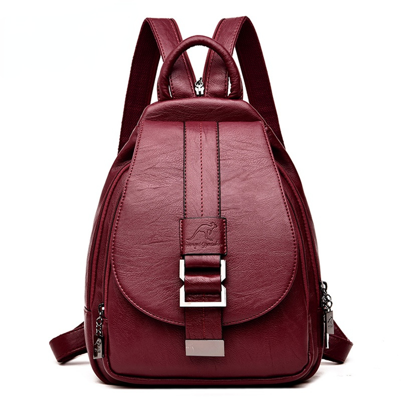 Leather Work Backpack - ออกแบบกระเป๋าเป้สะพายหลังผู้หญิงหนังกระเป๋าเป้สะพายหลังหญิงโรงเรียนกระเป๋าสำหรับวัยรุ่นสาวเดินทางกลับกระเป๋า Retro Bagpack Sac A Dos