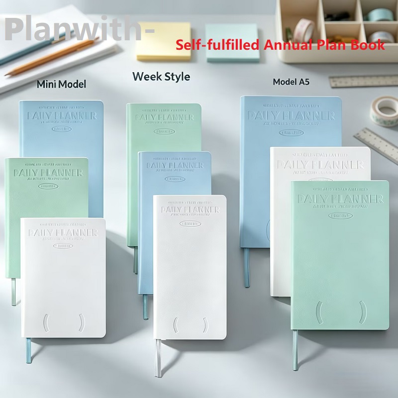 Leather Work Notebook - สมุดวางแผนรายปีแบบมีวันที่ในตัว ไดอารี่รายสัปดาห์ รายวัน พร้อมรายการสิ่งที่ต้องทำ ปกหนัง PU