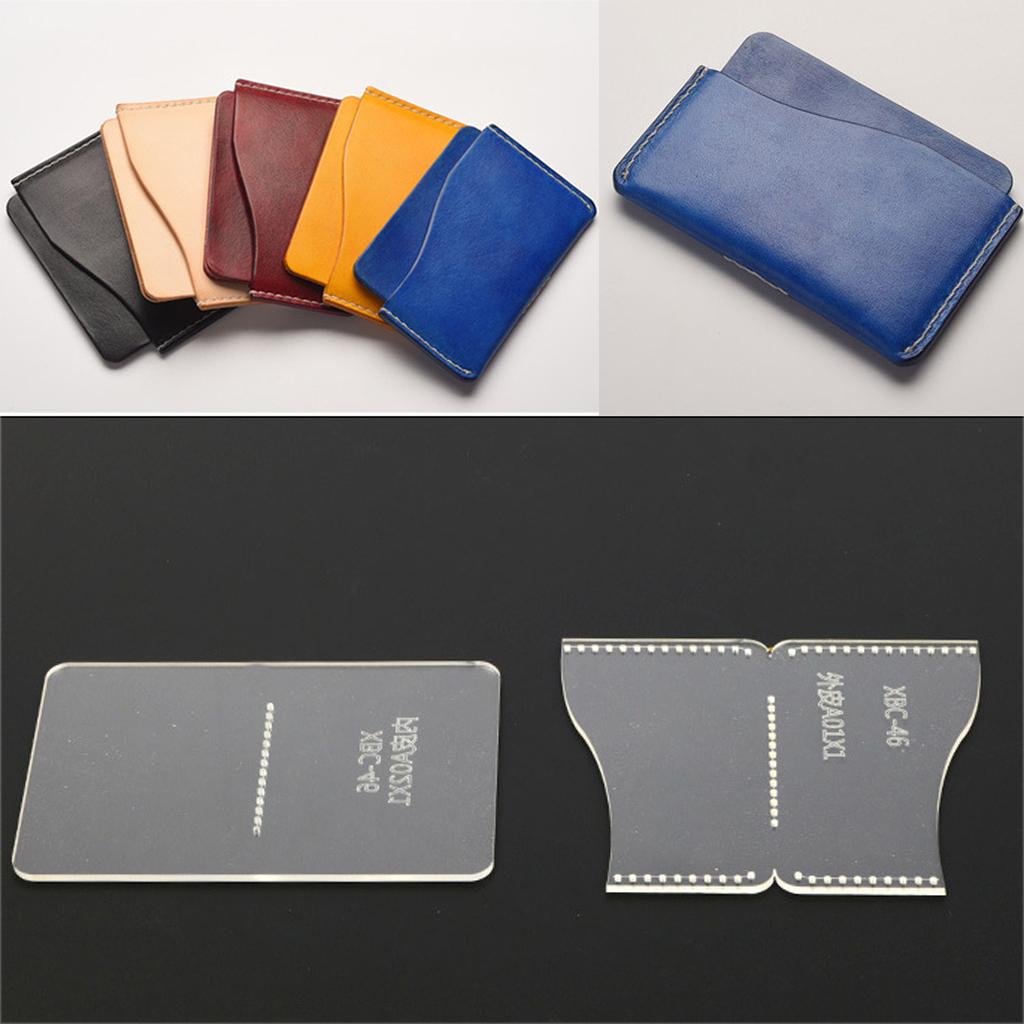 Leatherwork Hobby - แม่แบบงานหนังอะคริลิกสำหรับทำกระเป๋าใส่บัตร ลายฉลุใสสำหรับงานฝีมือหนัง