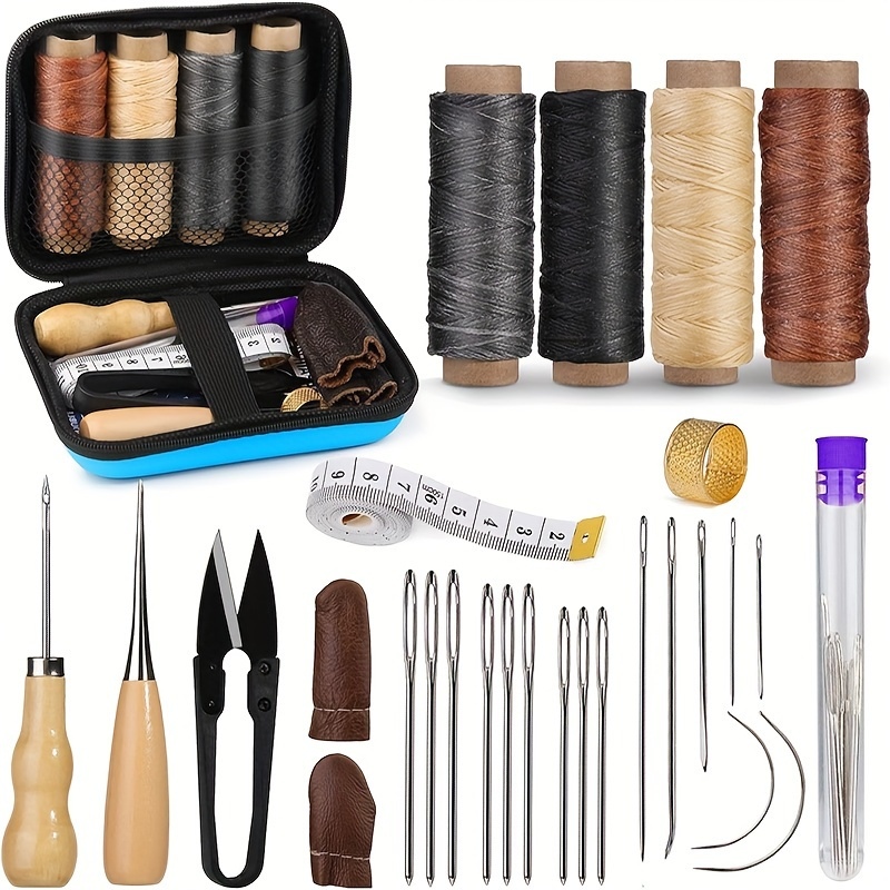 Leatherwork Needles - [ชุดทํางานหนัง] ชุดเย็บผ้าหนัง, เข็มตาใหญ่, ด้ายแว็กซ์, ชุดซ่อมเบาะหนัง, เครื่องมือทํางานหนัง
