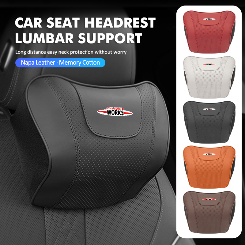 Leather Work For Car - ชุดรองรับศีรษะและหลังสำหรับรถยนต์มินิ พร้อมเบาะรองคอและเอว รุ่น Cooper Works R56