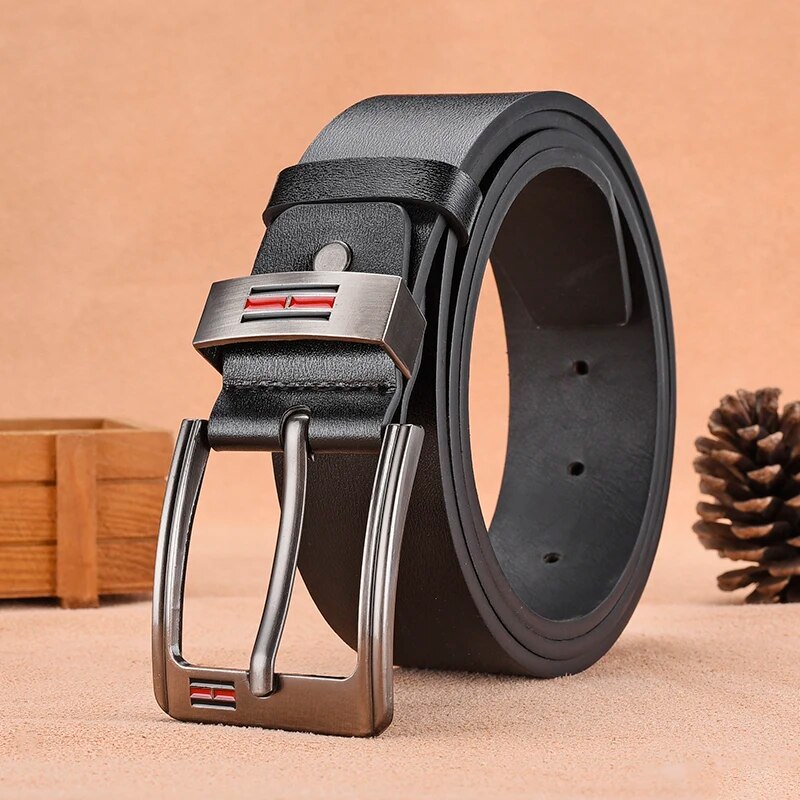 Leather Works Belt - เข็มขัดหัวเข็มขัดโลหะแฟชั่นลำลองสำหรับผู้ชาย，เข็มขัดหนัง PU คุณภาพสูงขนาดพลัสไซส์ - ใช้งานได้หลากหลายสำหรับกางเกงยีนส์ ชุดทำงาน