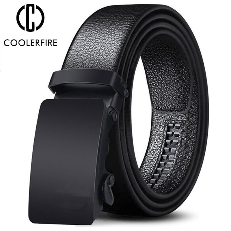 Leather Works Belt - เข็มขัดผู้ชายโลหะแบรนด์หรูหัวเข็มขัดอัตโนมัติหนังคุณภาพสูงเข็มขัดสำหรับผู้ชายธุรกิจทำงานลำลองสายรัด ZDP001A
