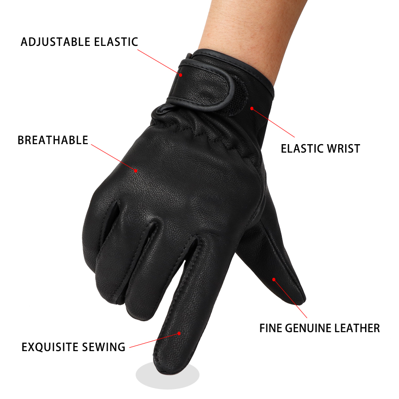 Leather Work For Car - QIANGLEAF สีดําบางหนังแพะกีฬารถขับรถ MTB ถุงมือความปลอดภัยสวมใส่หัวชั้นถุงมือหนังขายส่งผู้ชาย 520SY