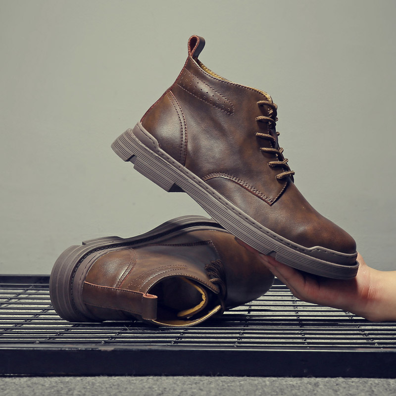 Leatherworking Classic - Yomior คุณภาพสูงของแท้รองเท้าหนังผู้ชายฤดูใบไม้ผลิฤดูใบไม้ผลิ Casual ข้อเท้ารองเท้าทำงานกลางแจ้งรองเท้าบูท LACE-Up CLASSIC