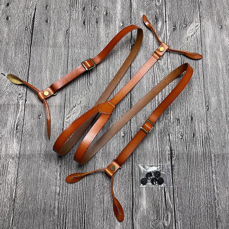 Leather Work Harness - สายเอี๊ยมผู้ชายหนังวินเทจสำหรับผู้ชายสายเอี๊ยมกางเกงสำหรับผู้ใหญ่6กระดุมของผู้หญิงสายเอี๊ยมเข็มขัดสำหรับผู้ชาย