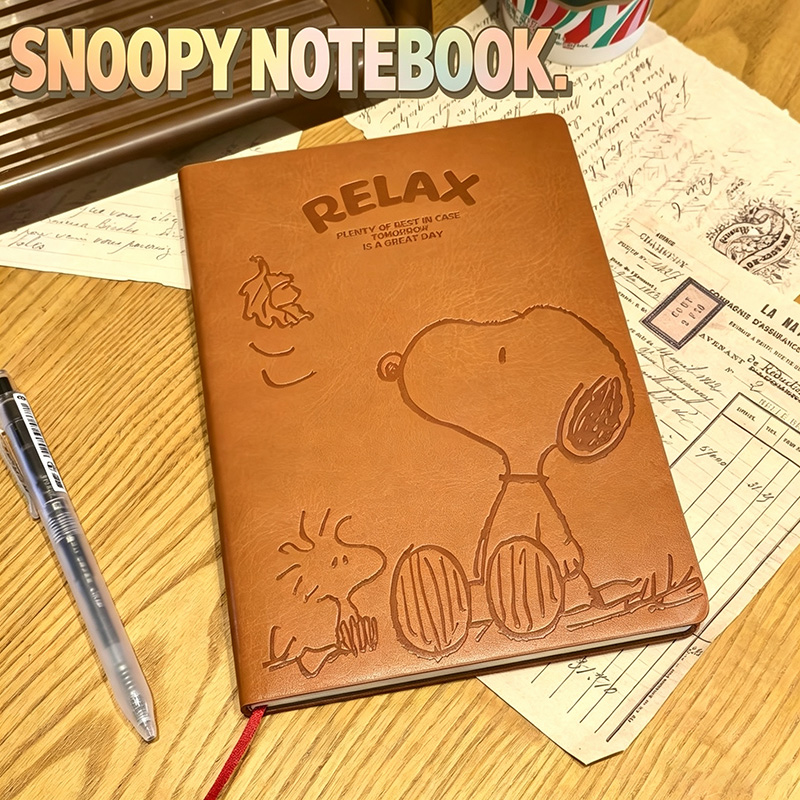 Leather Work Notebook - สมุดโน้ตหนังลายสนูปปี้วินเทจ A5 ปกนูนลายสวยงาม พกพาสะดวก ทนทาน สมุดบันทึกดีไซน์สวย