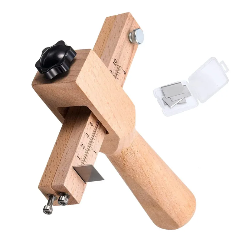 Leatherworking Equipment - เครื่องตัดสายหนังแบบปรับได้ใหม่พร้อมใบมีด5ใบพร้อมใบมีดสำหรับตัดเข็มขัดหนังแบบทำมือแบบทำมือเครื่องมืองานประดิษฐ์หนังตัดแผ่นไม้