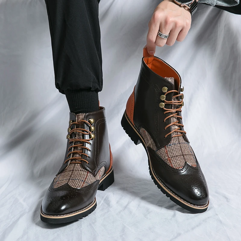 รองเท้าบูทหนังผู้ชายทรงหุ้มข้อ - Leather Work Dress บทวิจารณ์และราคา