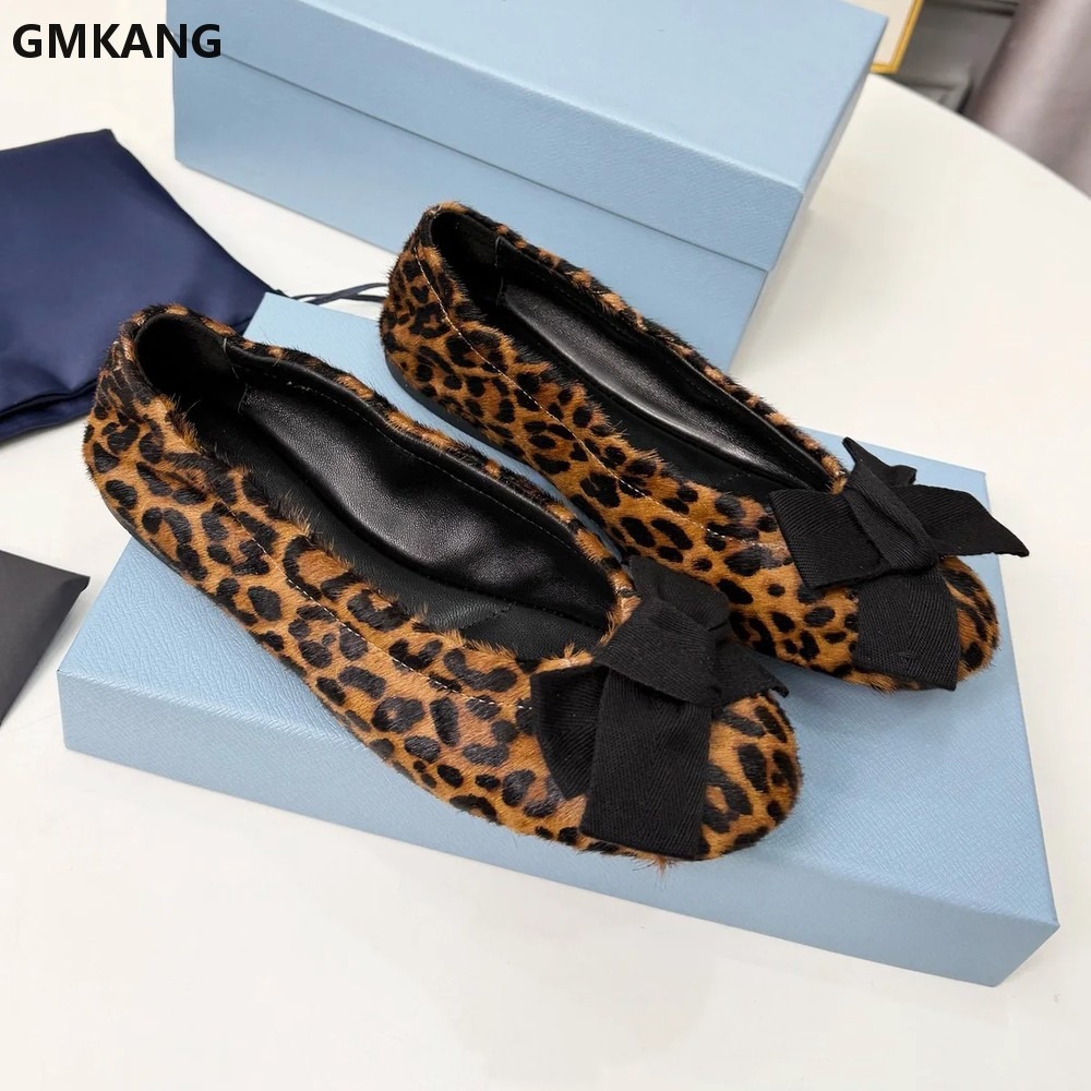 รองเท้าบัลเล่ต์ผู้หญิงแบบผูกโบ - Leather Work Flats Women บทวิจารณ์และราคา