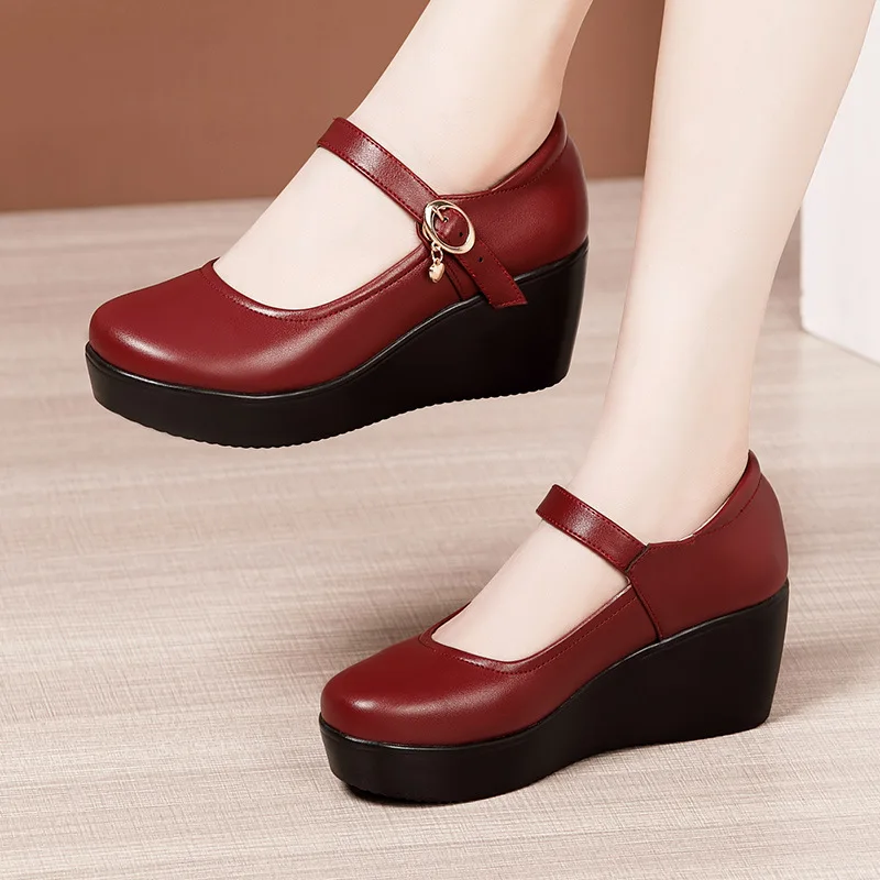 6ซม.ขนาดเล็กขนาด32-43 Vintageต - Leather Work Flats Women บทวิจารณ์และราคา