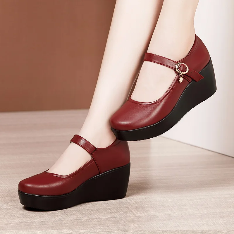 6ซม.ขนาดเล็กขนาด32-43 Vintageต - Leather Work Flats Women บทวิจารณ์และราคา