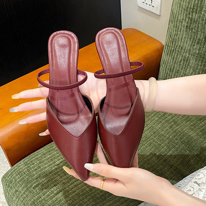 รองเท้าทำงานส้นบางปลายแหลม แบบ - Leather Work Flats Women บทวิจารณ์และราคา