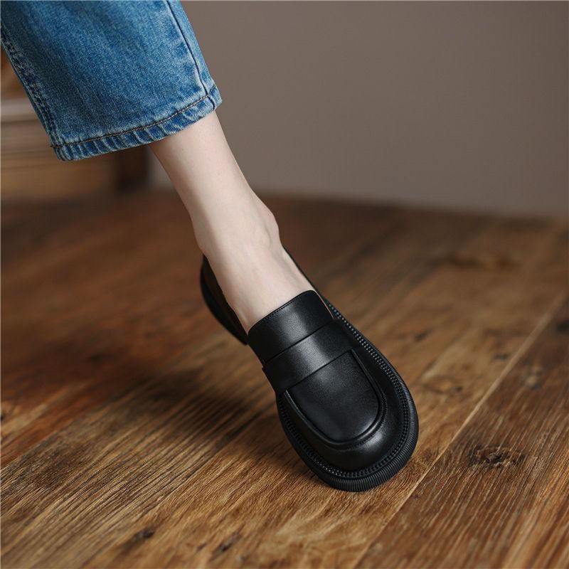 รองเท้าทำงานสตรีหนังแท้แบบสวมพ - Leather Work Flats Women บทวิจารณ์และราคา