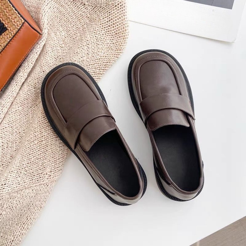 รองเท้าทำงานสตรีหนังแท้แบบสวมพ - Leather Work Flats Women บทวิจารณ์และราคา