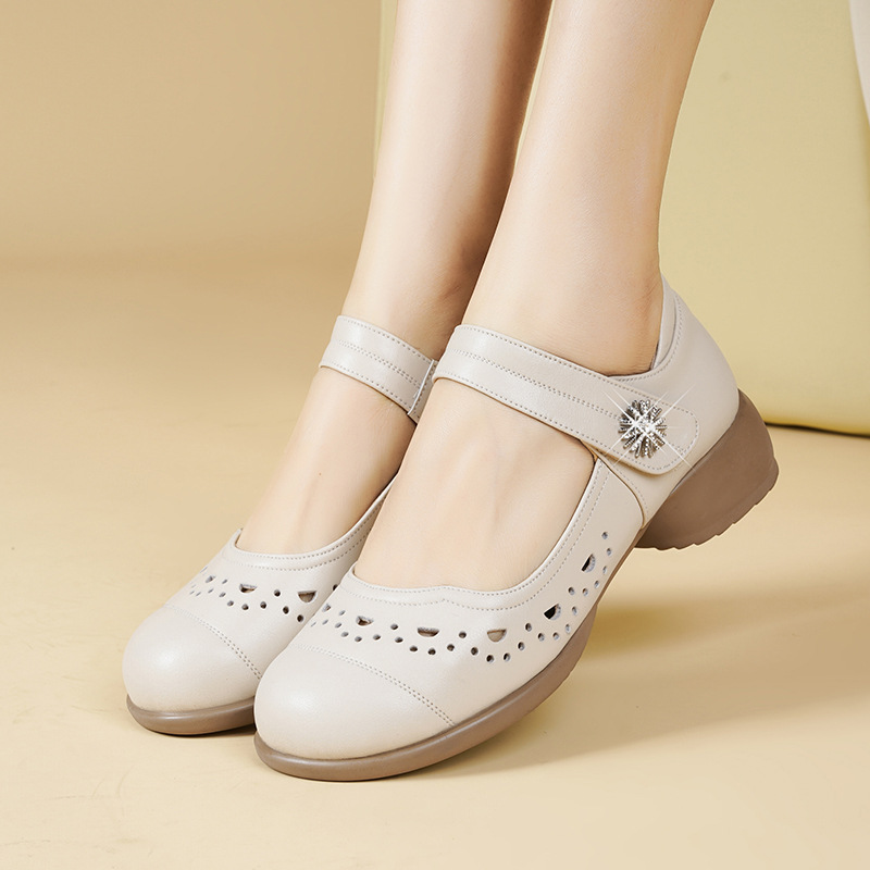 รองเท้าหนังแท้แบบสวมสบาย ระบาย - Leather Work Flats Women บทวิจารณ์และราคา