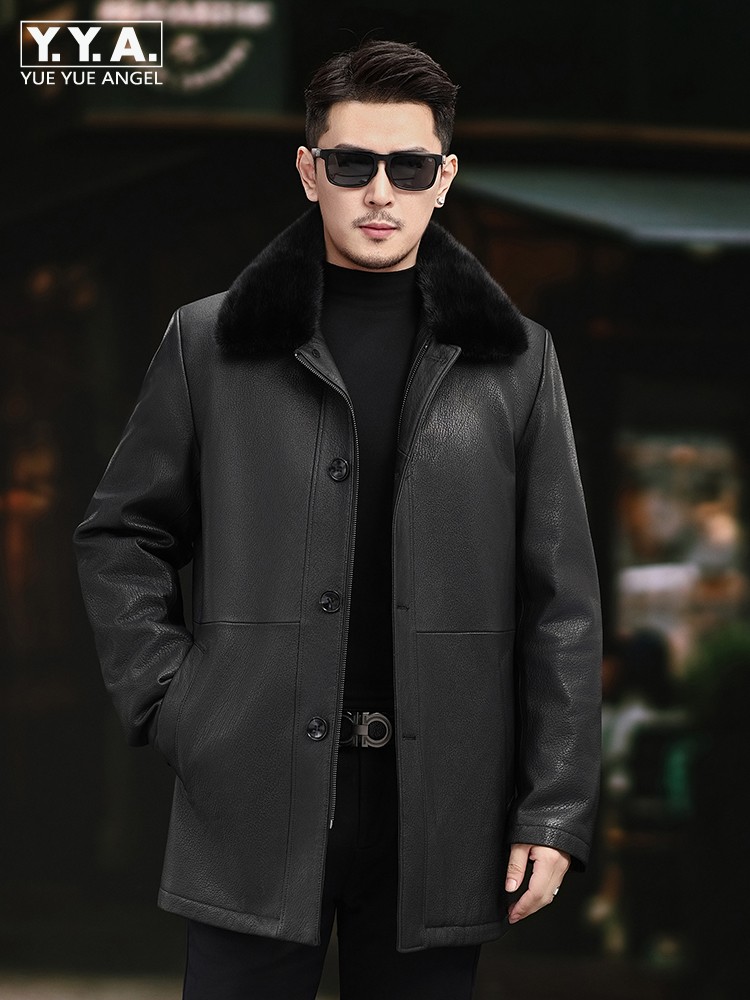 เสื้อโค้ทหนังแท้บุขนมิงค์แท้สำ - Leather Work Jacket Mens บทวิจารณ์และราคา