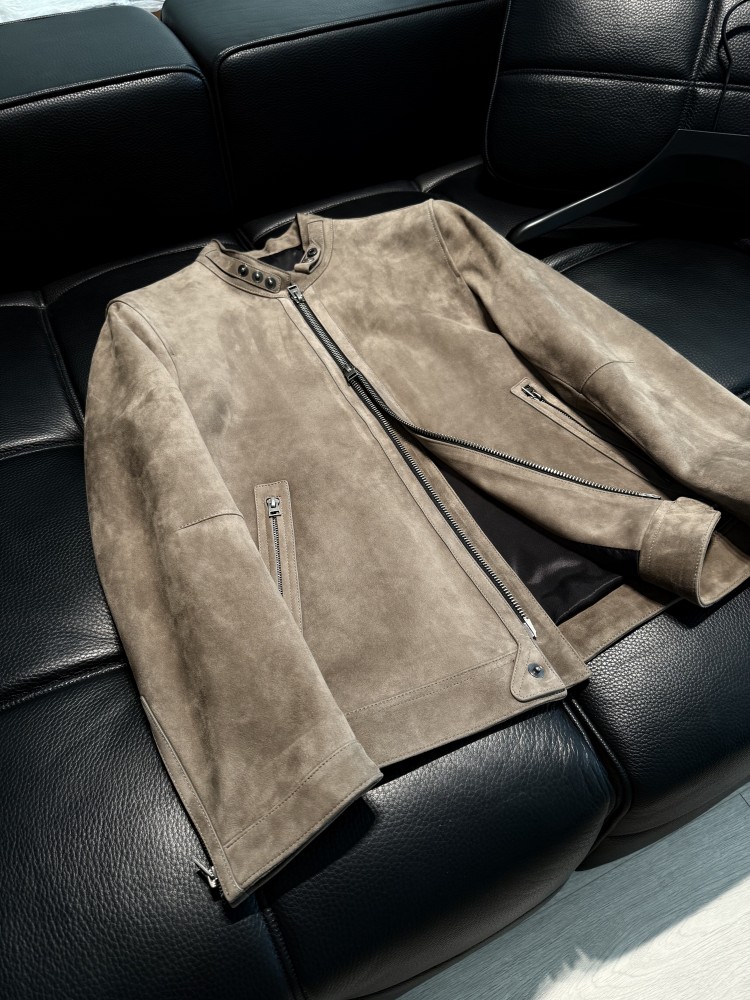 เสื้อแจ็คเก็ตหนังกลับทรงสลิมฟิ - Leather Work Jacket Mens บทวิจารณ์และราคา