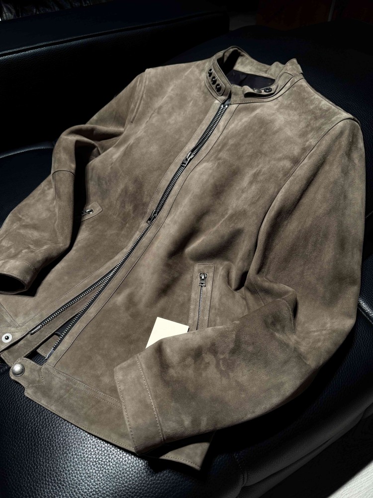 เสื้อแจ็คเก็ตหนังกลับทรงสลิมฟิ - Leather Work Jacket Mens บทวิจารณ์และราคา