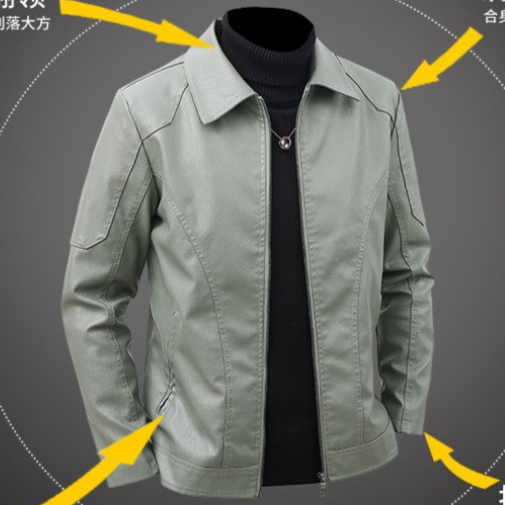 เสื้อแจ็คเก็ตหนังผู้ชาย แขนยาว - Leather Work Jacket Mens บทวิจารณ์และราคา