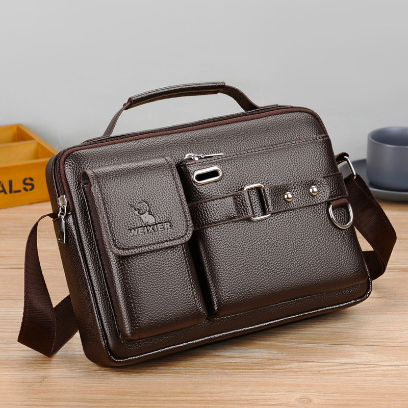 ยี่ห้อผู้ชายไหล่กระเป๋าหนังPuธ - Leather Work Bag Men บทวิจารณ์และราคา