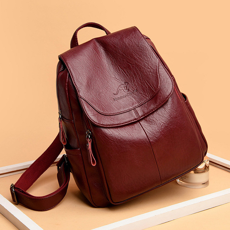 9 สีผู้หญิงหนังนุ่มกระเป๋าเป้ส - Leather Work Backpack บทวิจารณ์และราคา