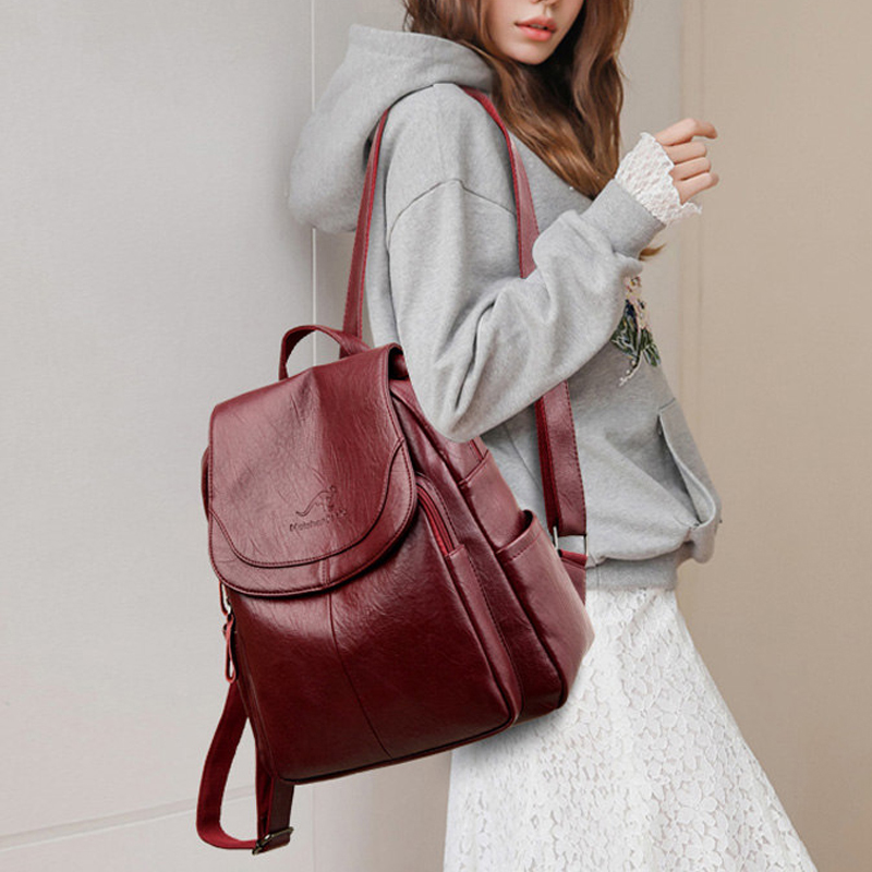 9 สีผู้หญิงหนังนุ่มกระเป๋าเป้ส - Leather Work Backpack บทวิจารณ์และราคา