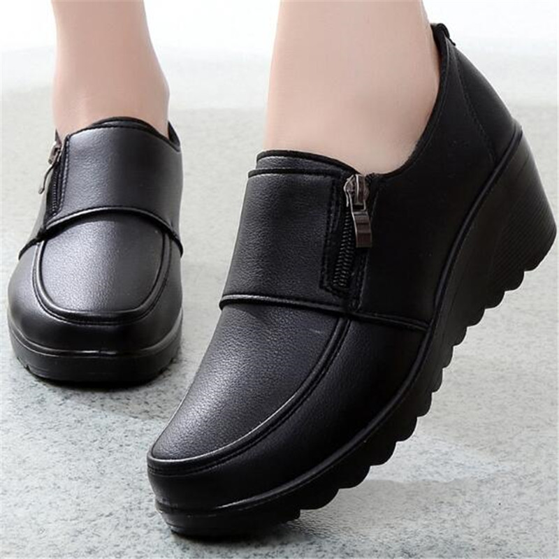 รองเท้าผู้หญิงสำหรับฤดูใบไม้ผล - Leather Work Flats Women บทวิจารณ์และราคา