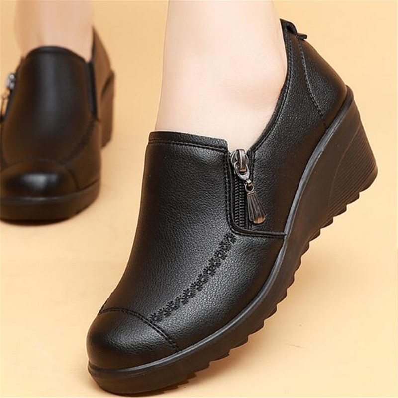 รองเท้าผู้หญิงสำหรับฤดูใบไม้ผล - Leather Work Flats Women บทวิจารณ์และราคา