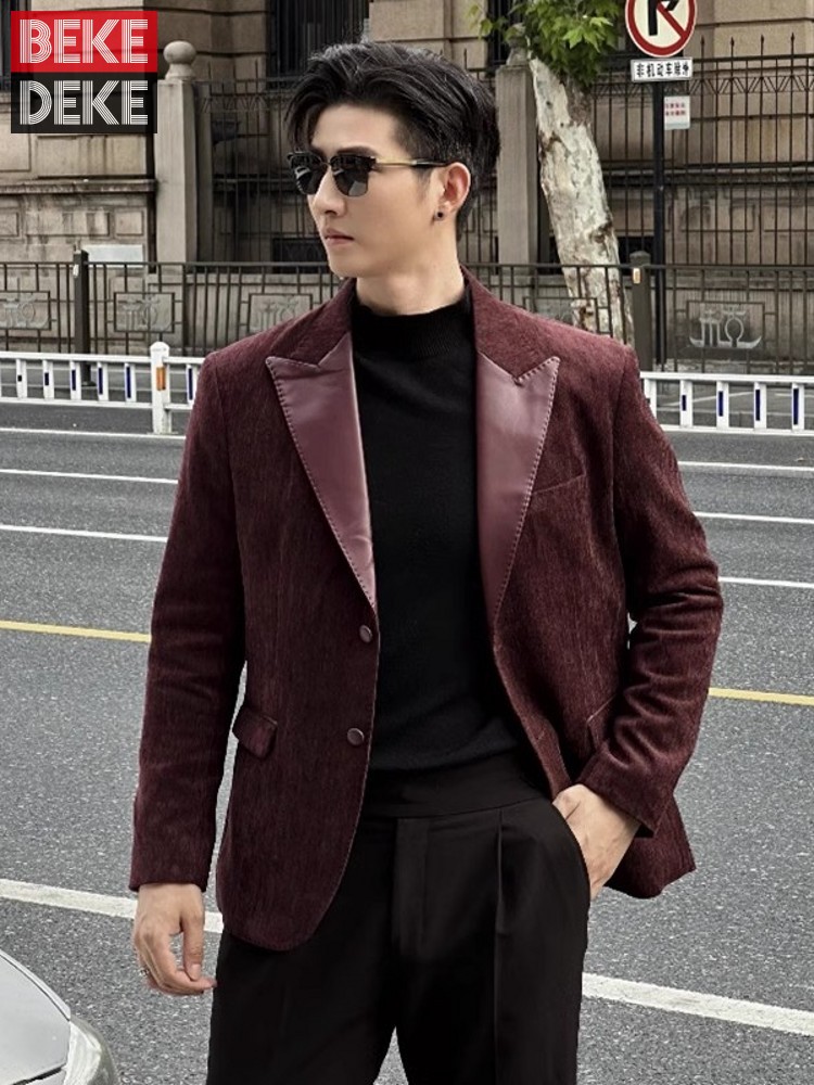 แฟชั่นบุรุษฤดูใบไม้ร่วง SLIM F - Leather Work Jacket Mens บทวิจารณ์และราคา
