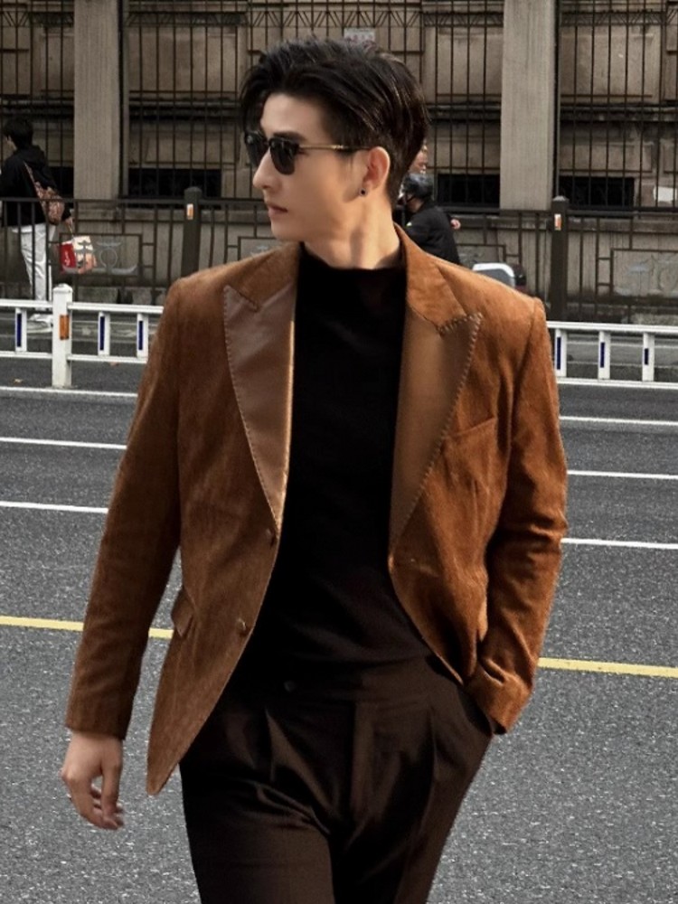 แฟชั่นบุรุษฤดูใบไม้ร่วง SLIM F - Leather Work Jacket Mens บทวิจารณ์และราคา