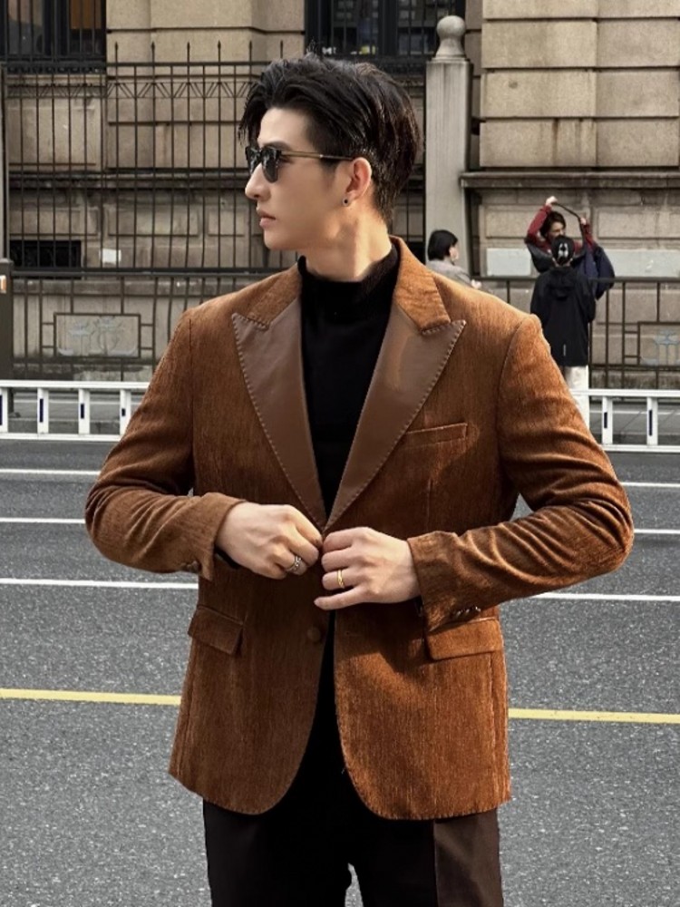 แฟชั่นบุรุษฤดูใบไม้ร่วง SLIM F - Leather Work Jacket Mens บทวิจารณ์และราคา