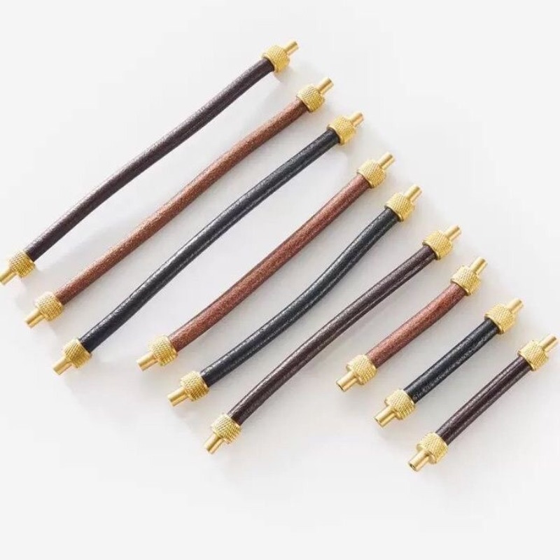 มือจับตู้ทองเหลือง+หนัง ดีไซน์ - Leatherwork Hardware บทวิจารณ์และราคา
