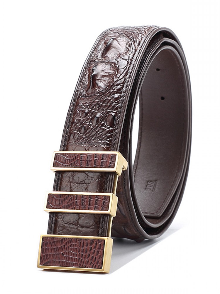 คุณภาพสูงชายหนังจระเข้แท้เข็มข - Leather Works Belt บทวิจารณ์และราคา