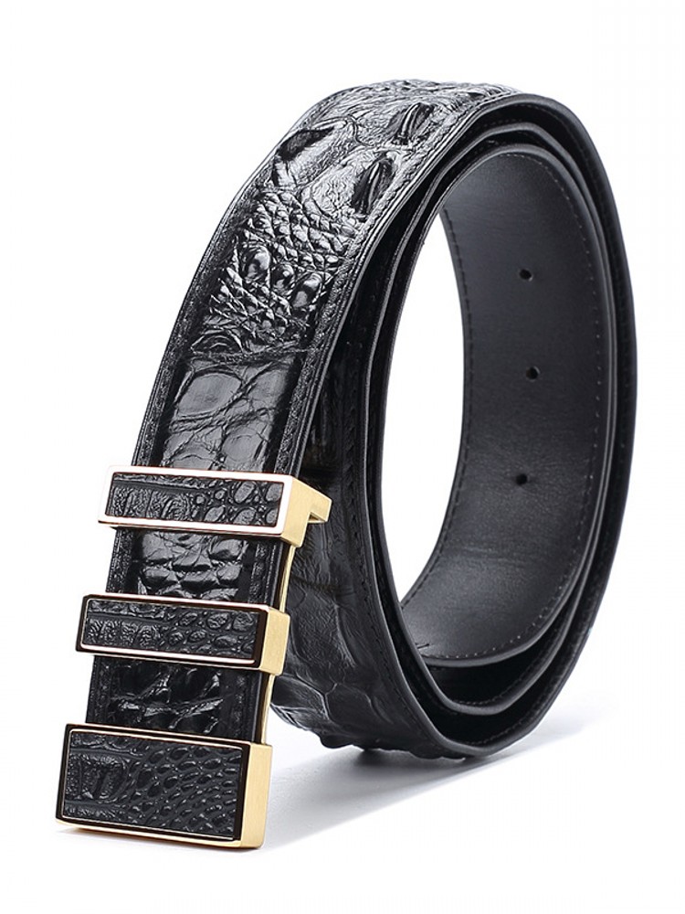 คุณภาพสูงชายหนังจระเข้แท้เข็มข - Leather Works Belt บทวิจารณ์และราคา