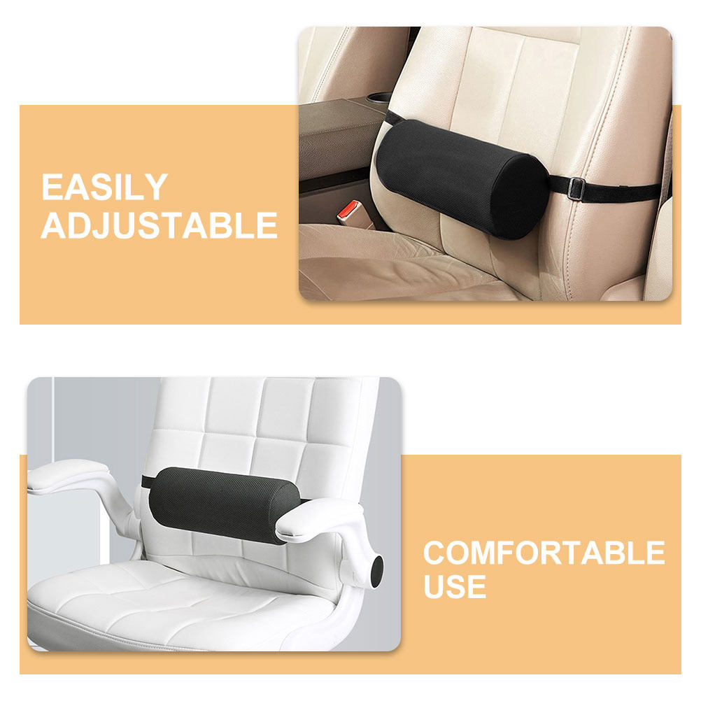 หมอนรองหลังทรงกระบอกสีดำ ทำจาก - Leather Work For Car บทวิจารณ์และราคา